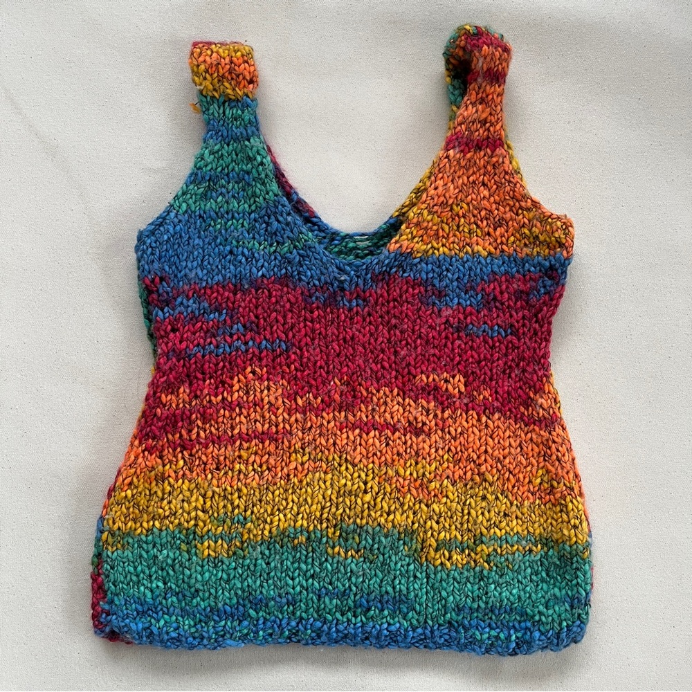 Hand Knit Rainbow Tank